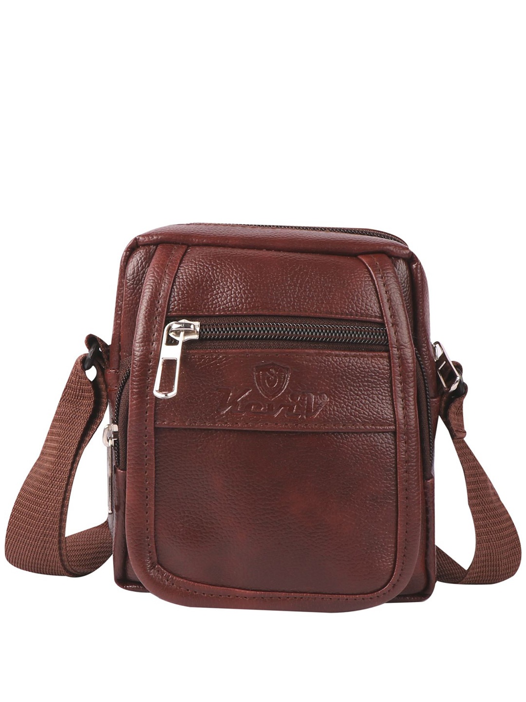

Keviv Men Textured Messenger Bag, Brown