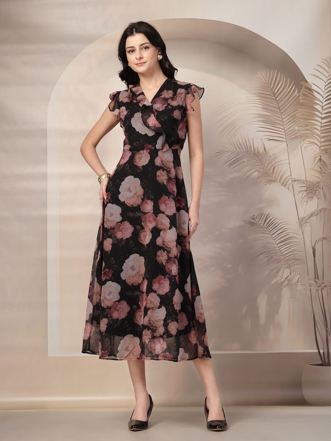 

Style Quotient Floral Print Maxi Dress, Black