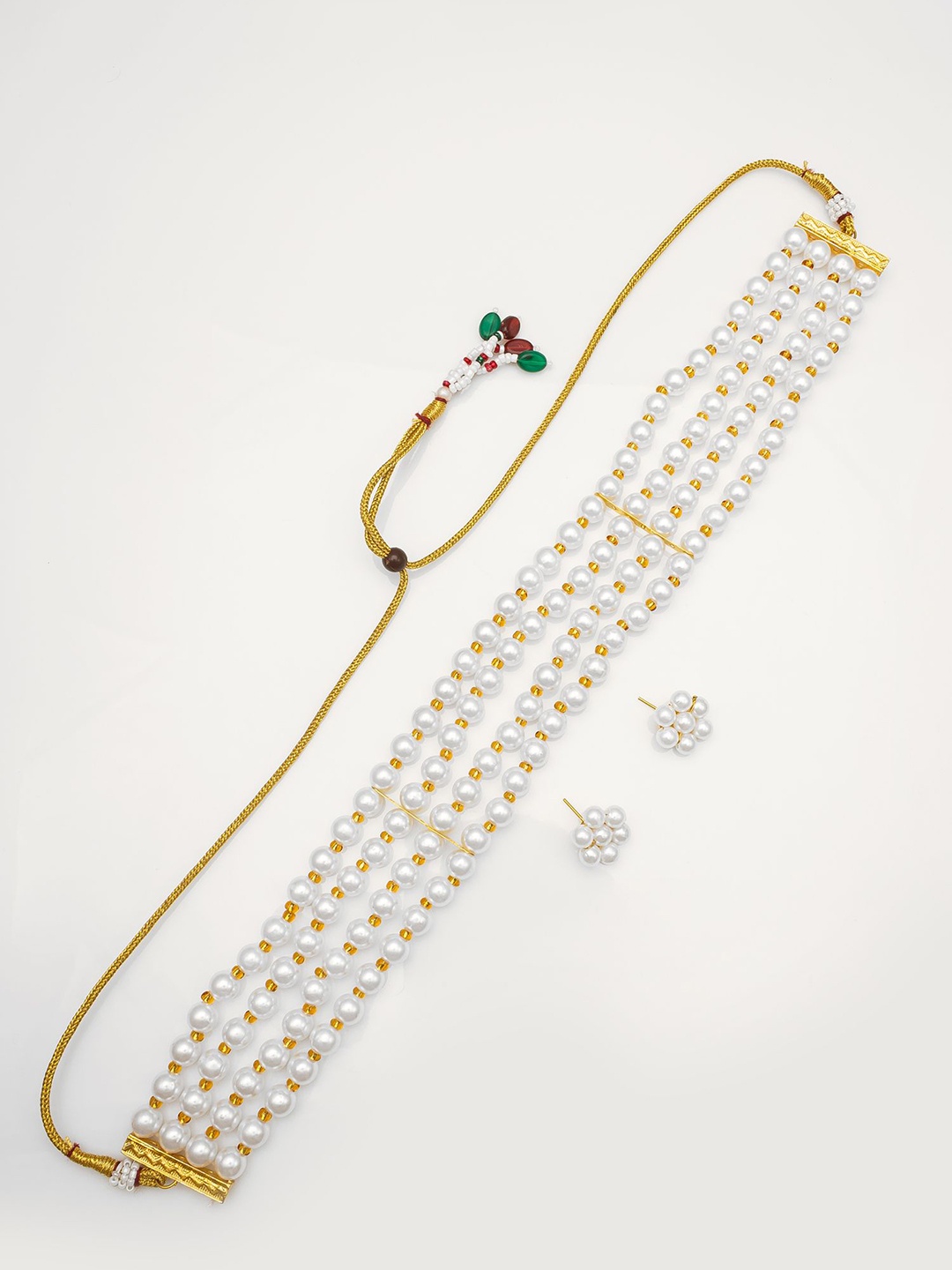 

Aadita Gold-Plated Pearls-Beaded-Studded Jewellery Set