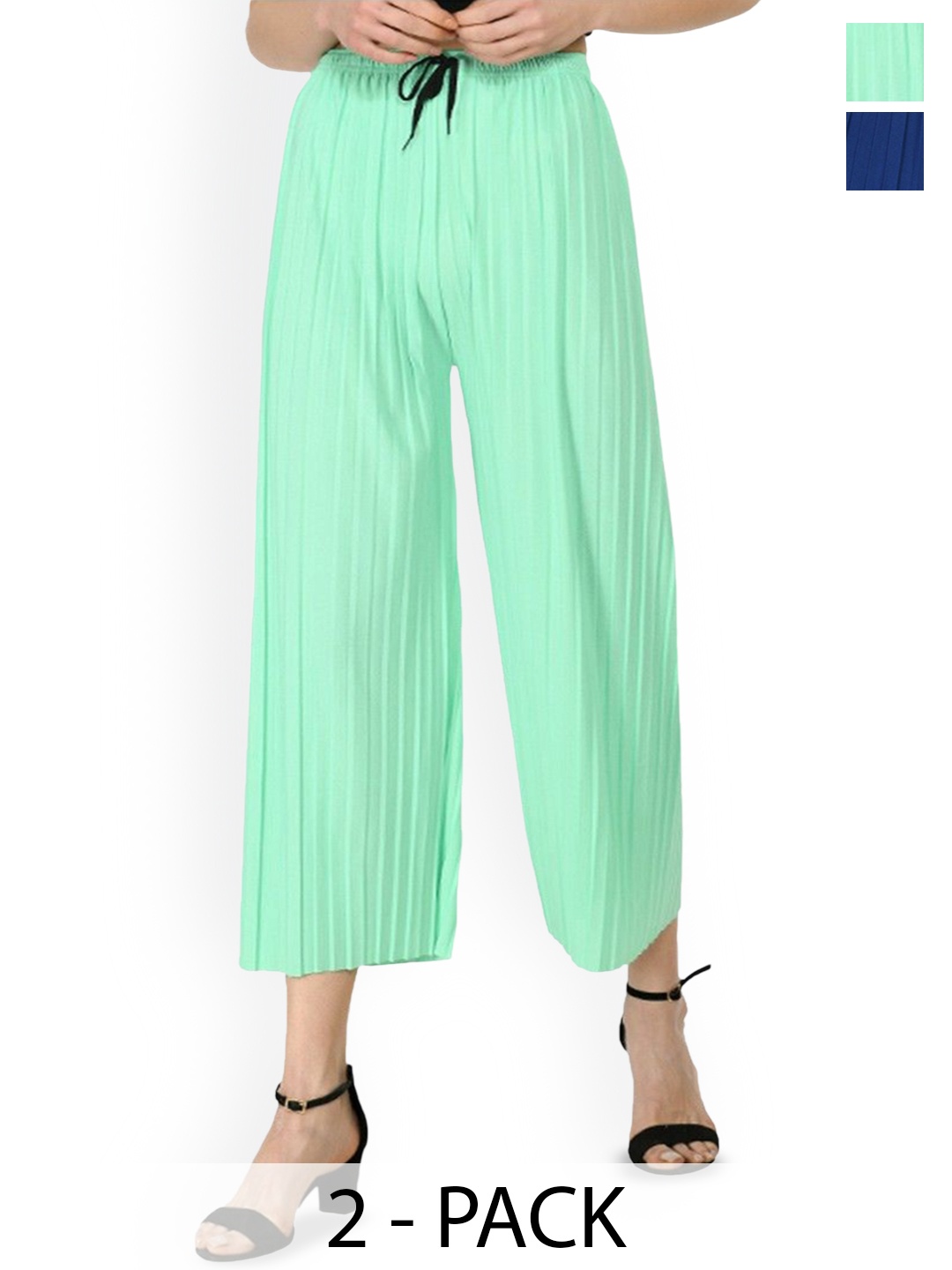 

Purser Women Pack of 2 Original Pleated Culottes Trousers, Green