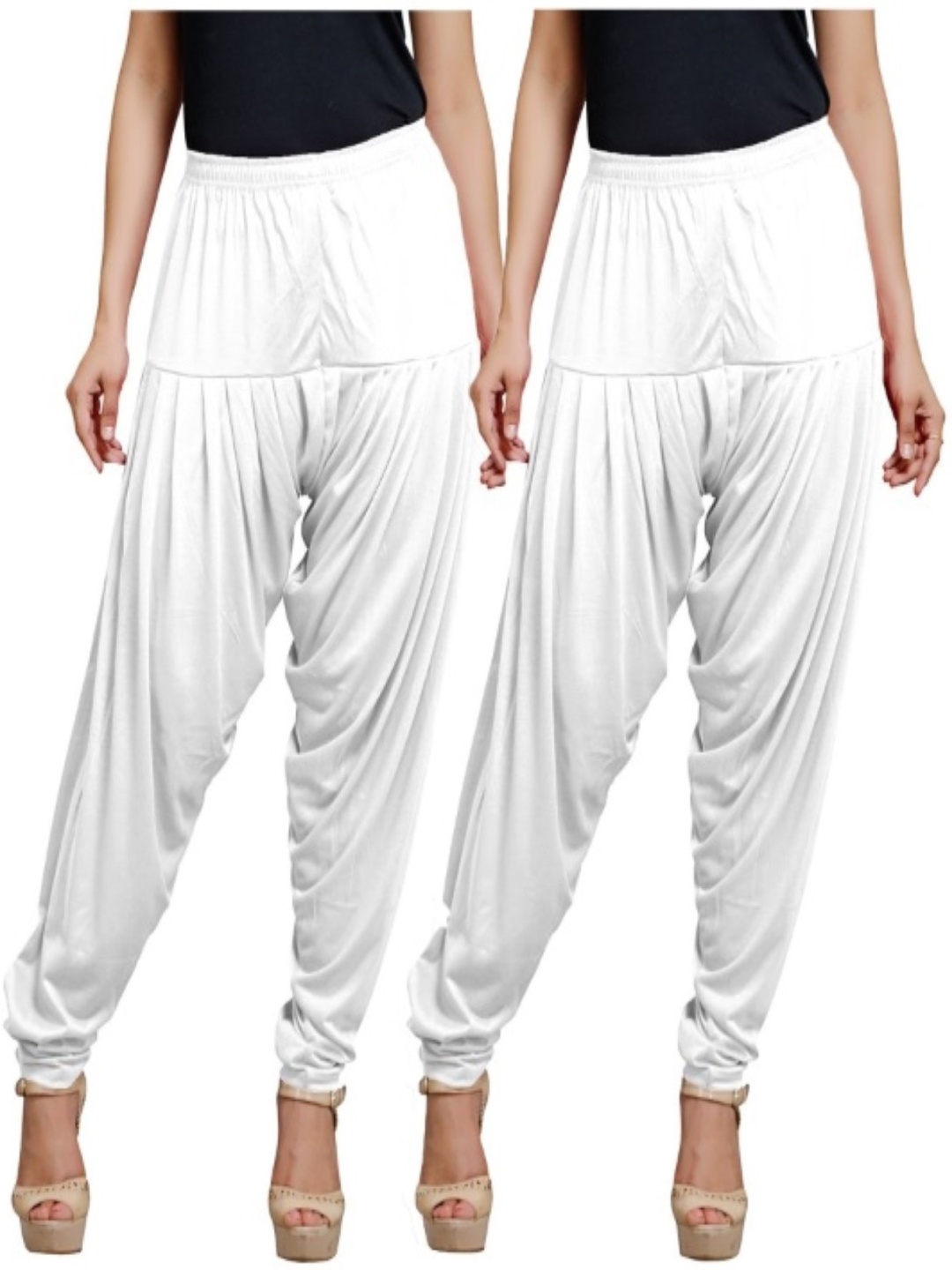 

AFRA GARMENTS Women Pack Of 2 Mid-Rise Loose-Fit Patiala, White