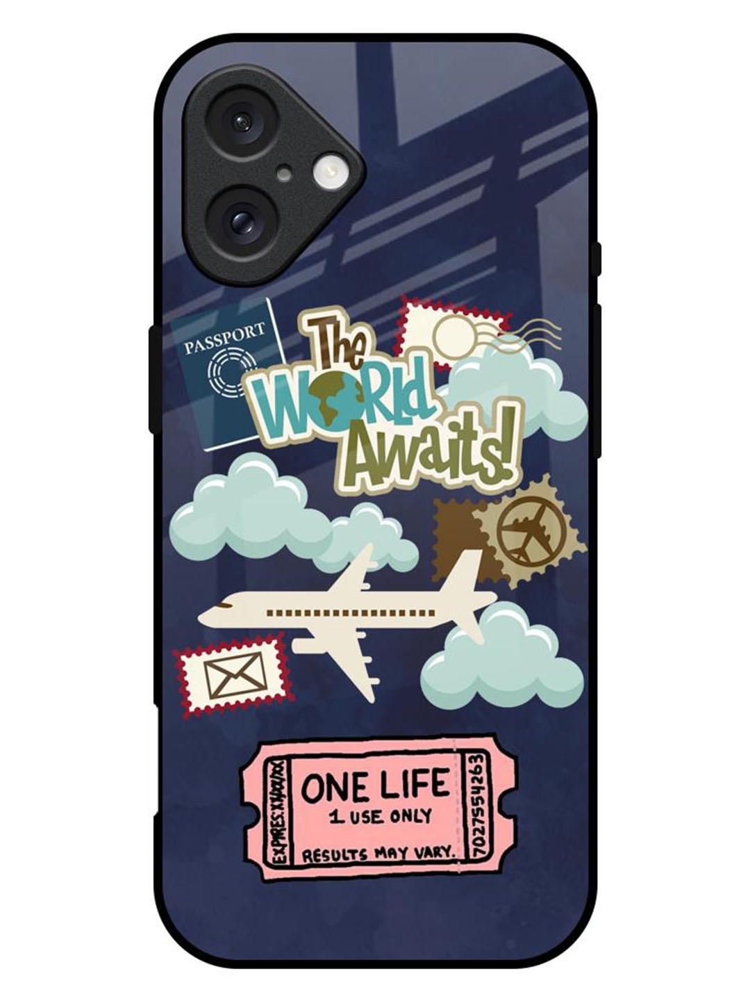 

QRIOH Tour The World Printed iPhone 16 Plus Back Case, Blue