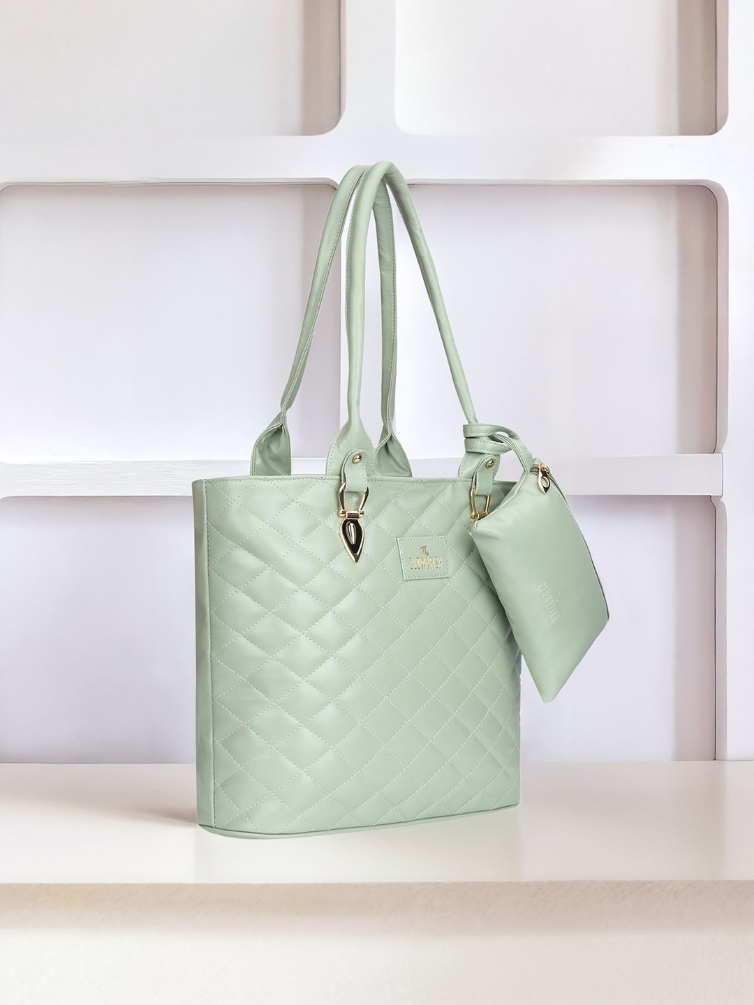 

THE CLOWNFISH Women Solid Structured Leather Shoulder Bag With Pouch, Green