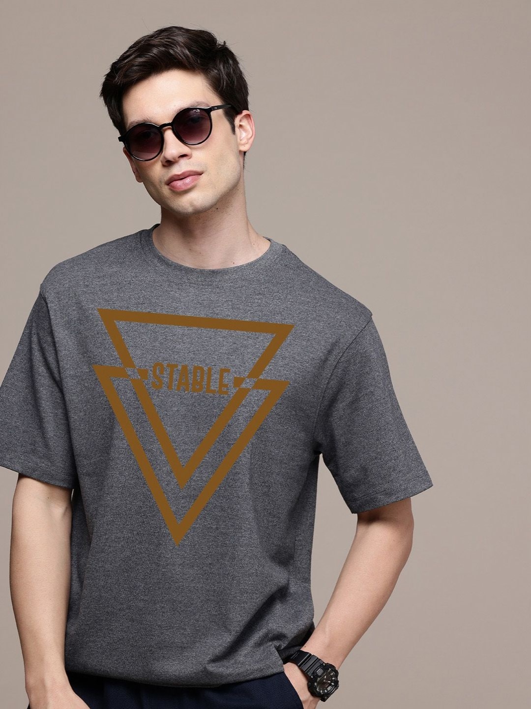 

Moda Rapido Men Typography Printed Round Neck Cotton Relaxed Fit T-shirt, Grey