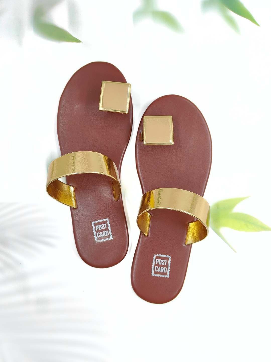 

POSTCARD Women Colourblocked One Toe Flats, Brown
