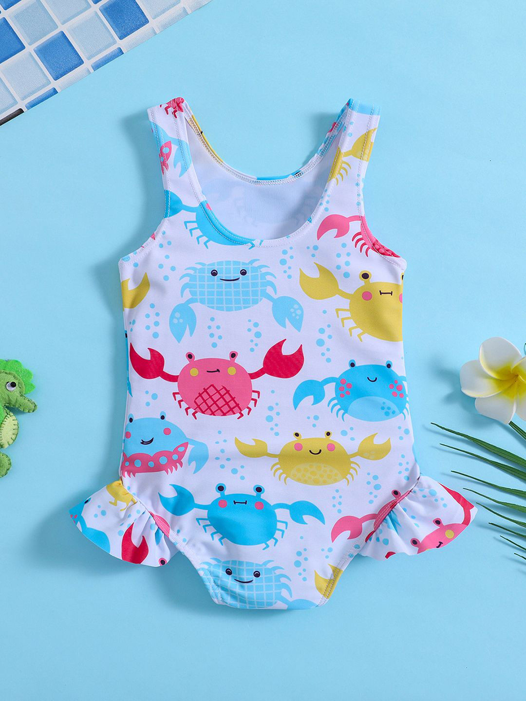 

YK Infant Girls Printed Sleeveless Bodysuit, White