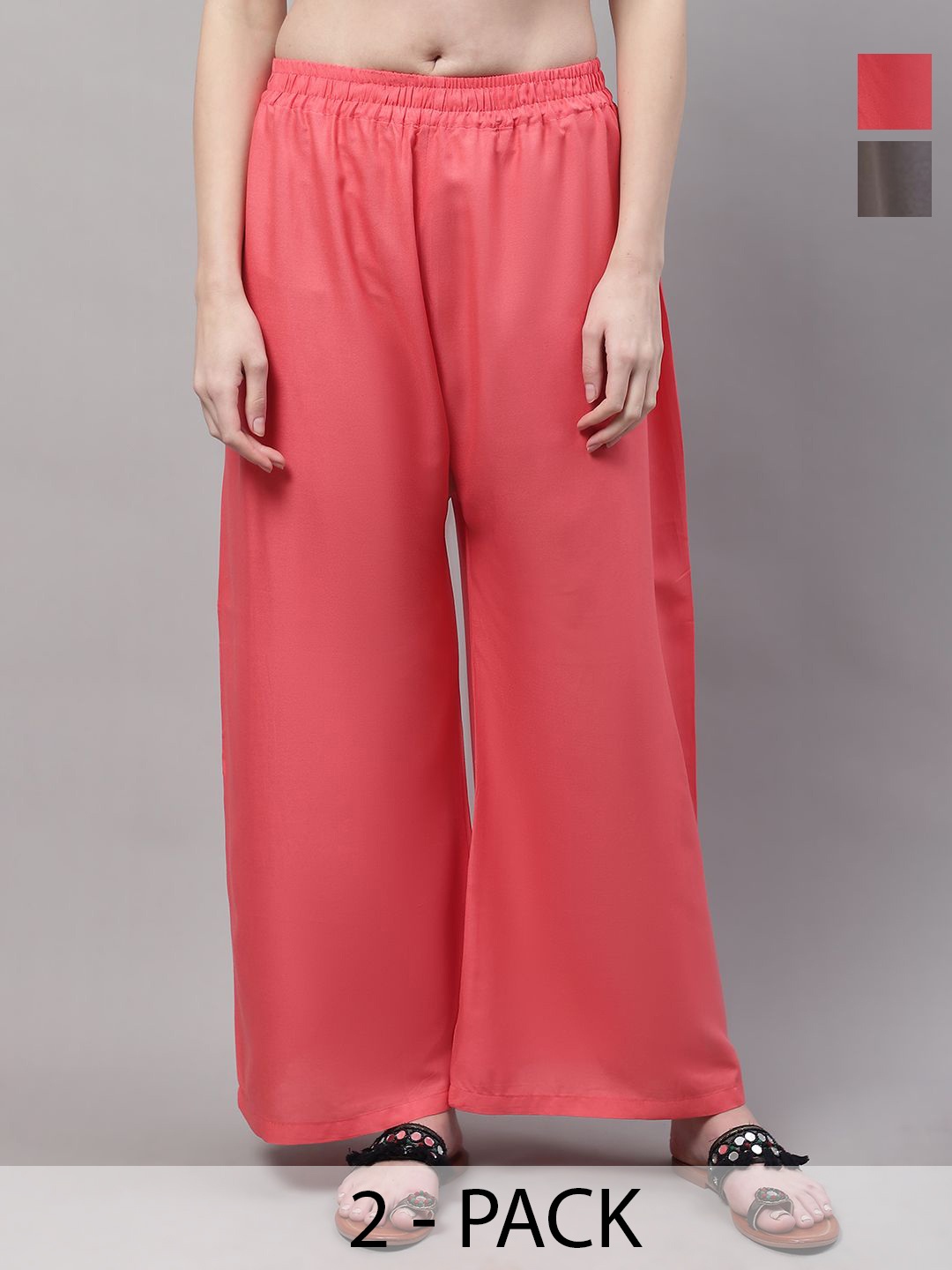 

Valles365 by S.C. Women Pack Of 2 Flared Palazzos, Red