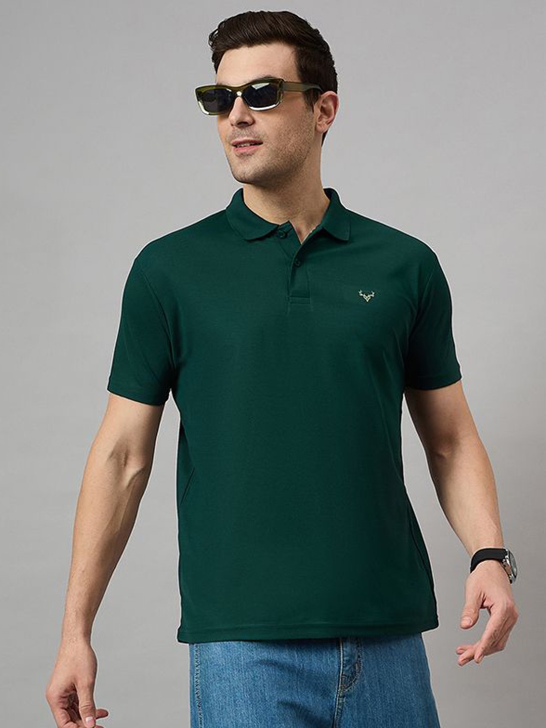 

BRONATION Men Solid Polo Collar Cotton T-shirt, Olive
