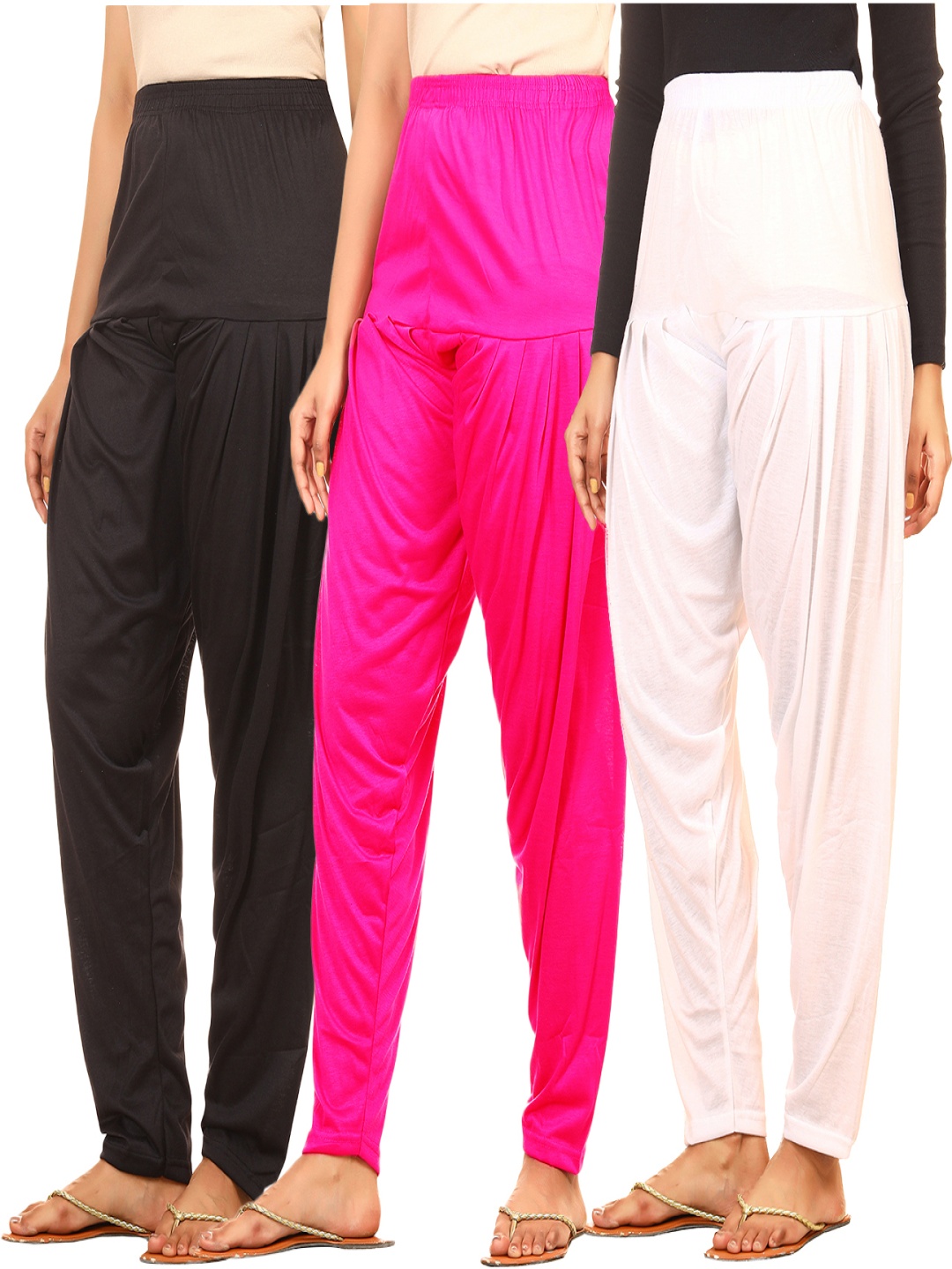 

AFRA GARMENTS Women Pack Of 3 Loose-Fit Patiala, Black