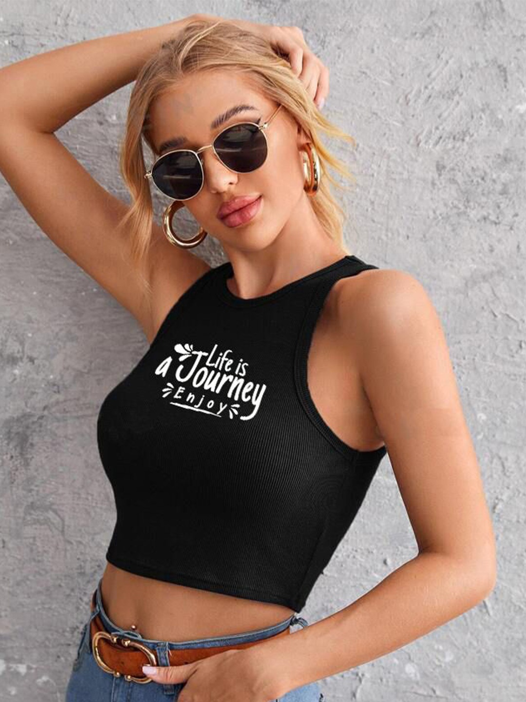 

TABADTOD Tank Crop Top, Black