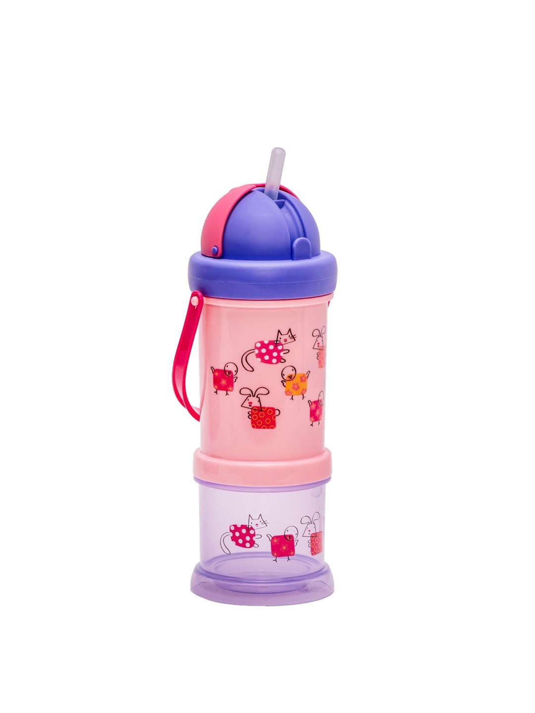 

Adore Kids The Sip 'n' Snack Bot 'n' Pot Printed Leakproof Sipper, Pink