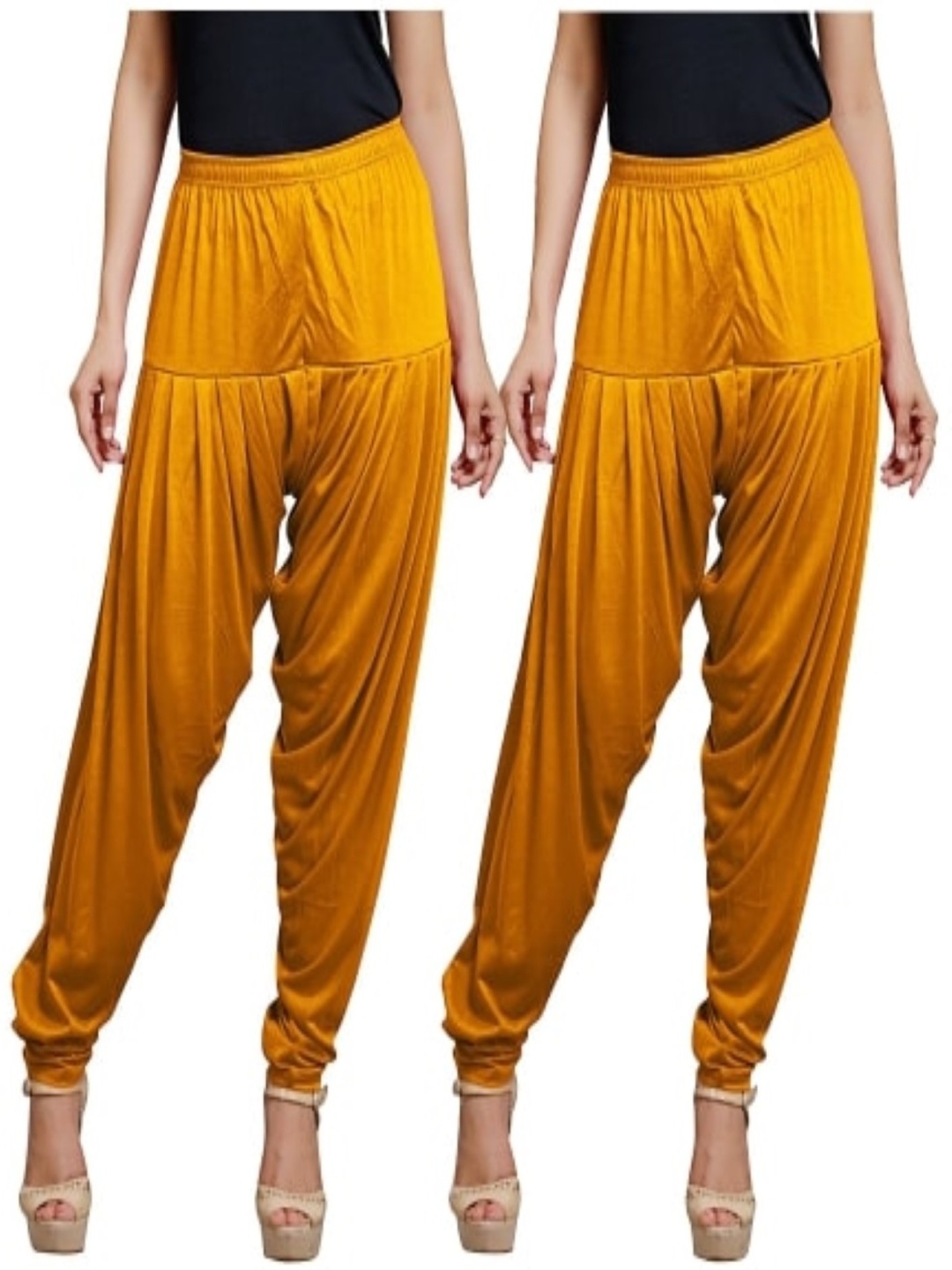 

AFRA GARMENTS Women Pack of 2 Mid-Rise Loose Fit Patiala, Mustard