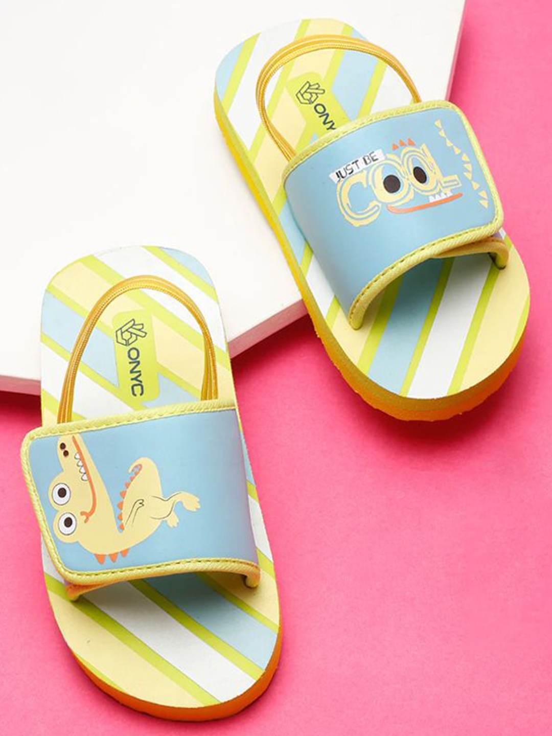 

ONYC Unisex Kids Printed Sliders, Yellow