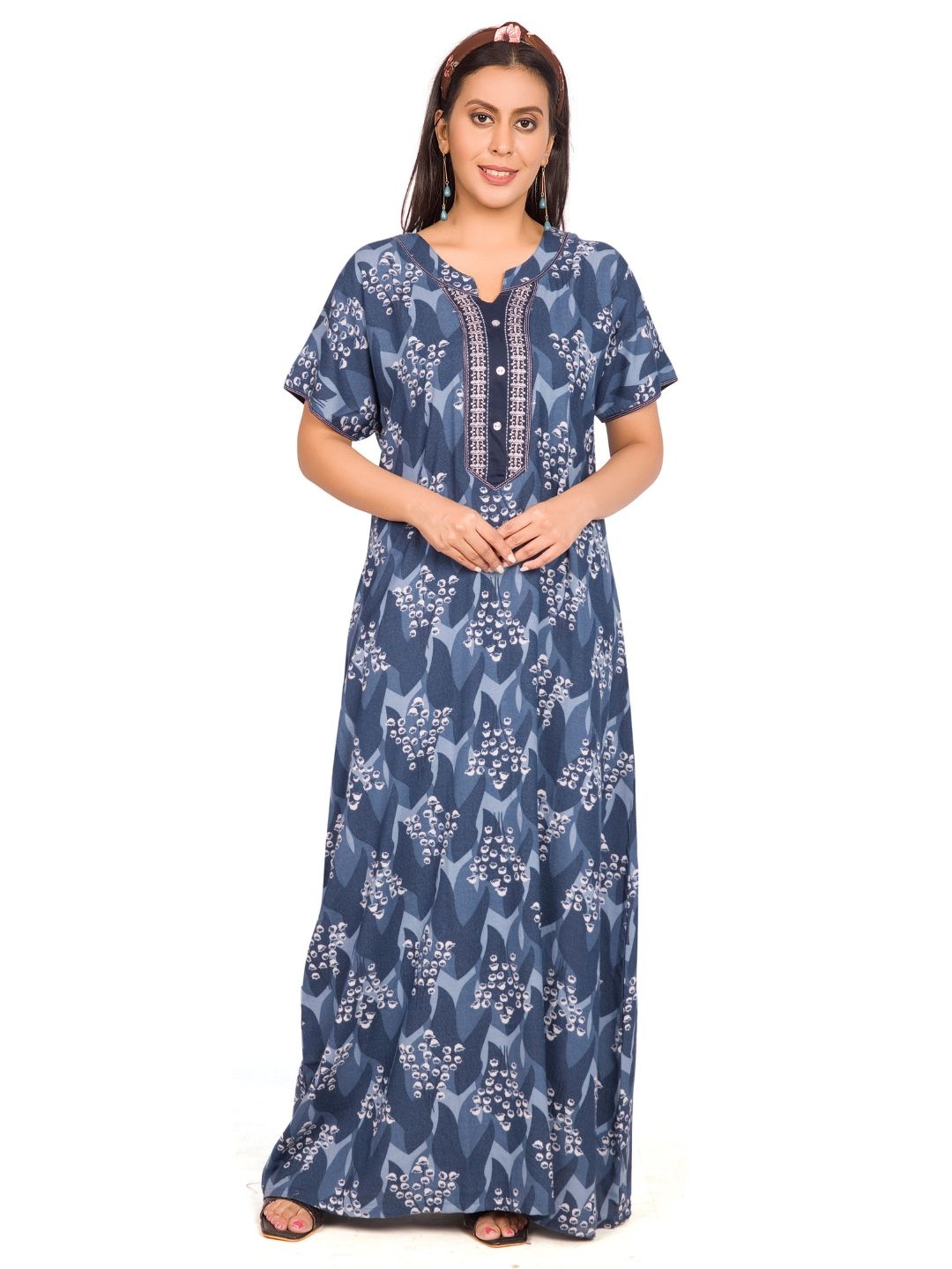 

NIGHTSHADES Women Printed Night suit, Blue