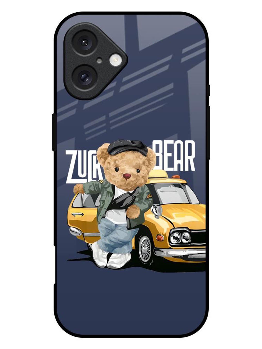 

QRIOH Adventurous Bear Printed iPhone 16 Plus Back Case, Blue