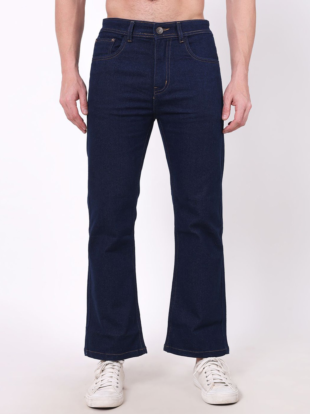 

VIOSFAIRA Men Bootcut Low-Rise Stretchable Jeans, Blue