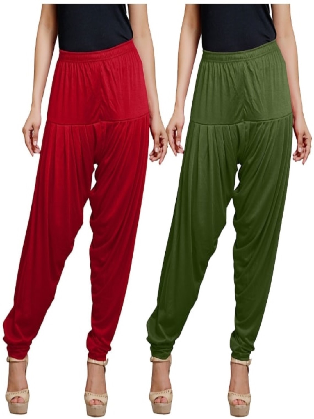 

AFRA GARMENTS Women Pack Of 2 Mid-Rise Loose-Fit Patiala, Green