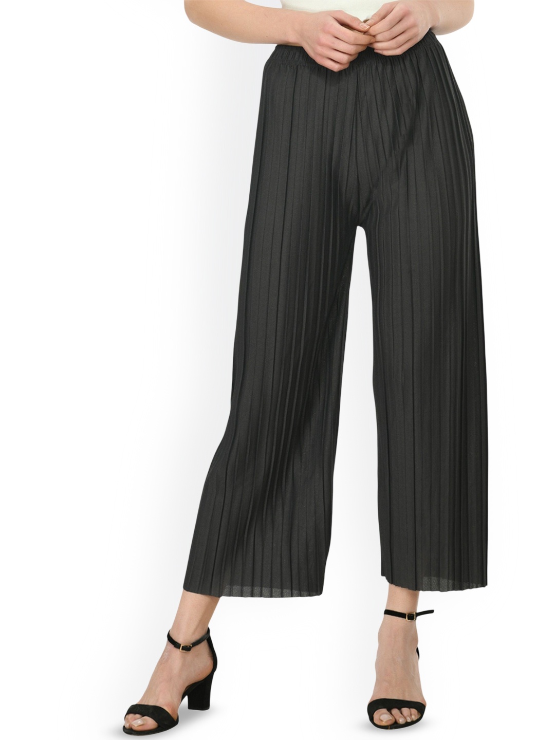 

Purser Women Original Regular Fit Pleated Culottes Trousers, Grey