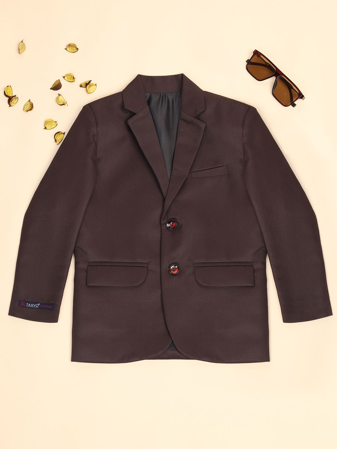 

TAHVO Boys Single-Breasted Blazer, Coffee brown