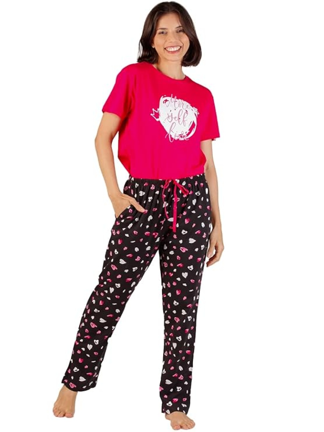 

evolove Women Printed Night suit, Black