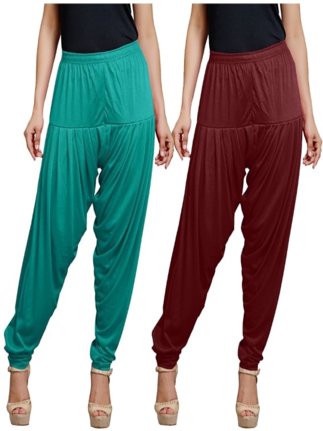 

AFRA GARMENTS Women Pack Of 2 Loose-Fit Patiala, Green