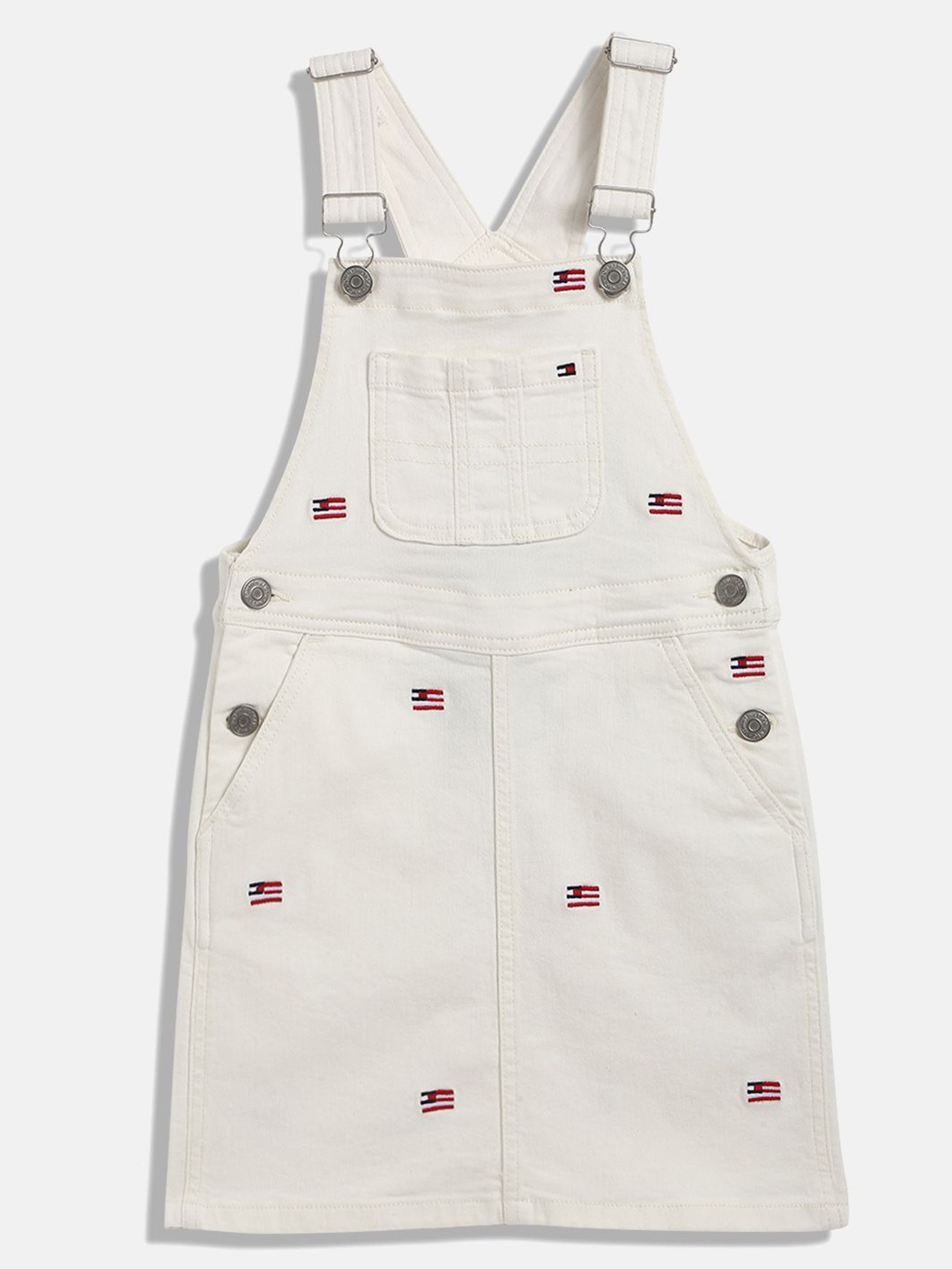 

Tommy Hilfiger Girls Sleeveless Cotton Pinafore Dress, White