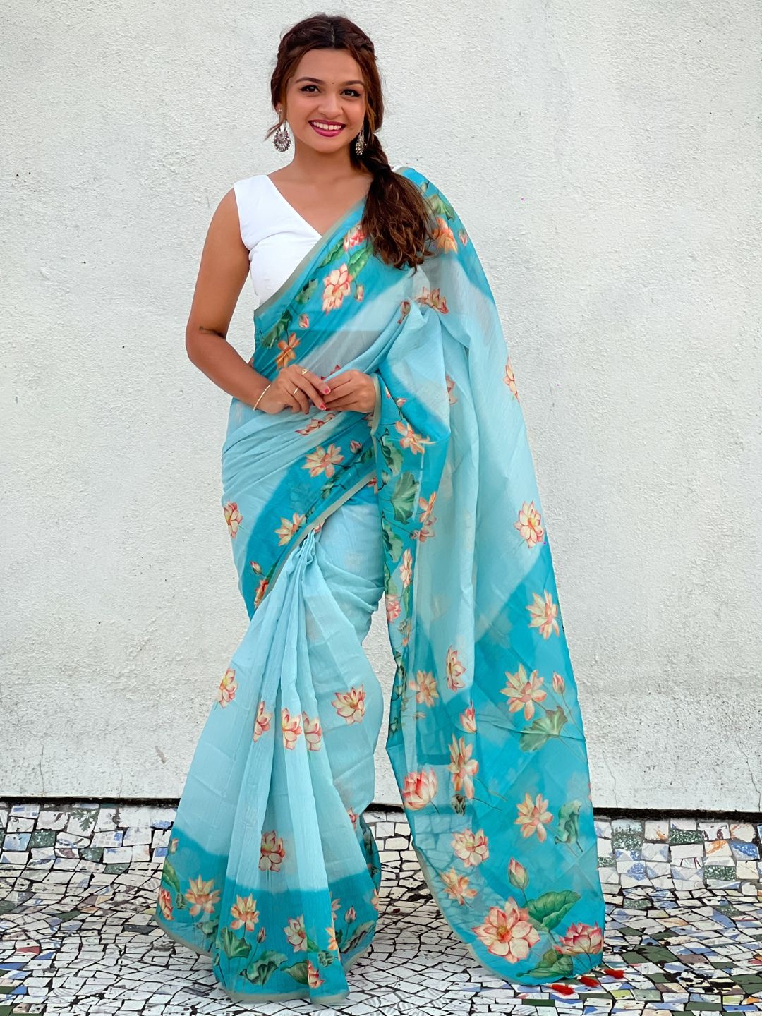 

DIVASTRI Floral Saree, Blue