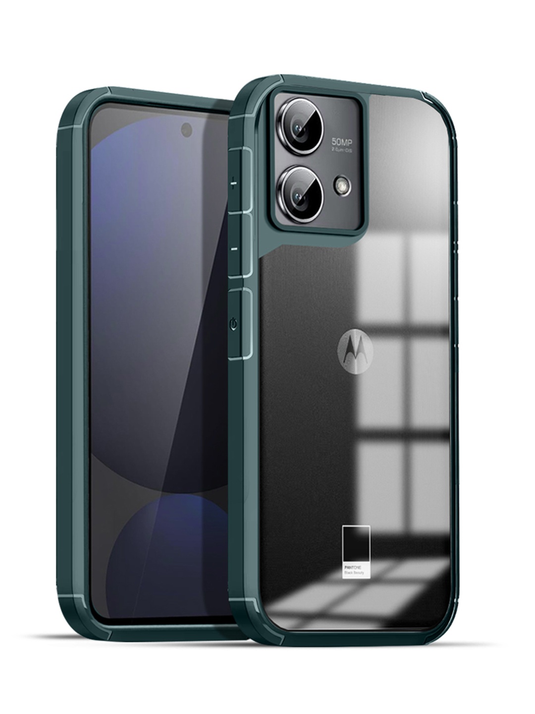 

Karwan Solid Moto Edge 40 Neo Shockproof Bumper Back Case, Green