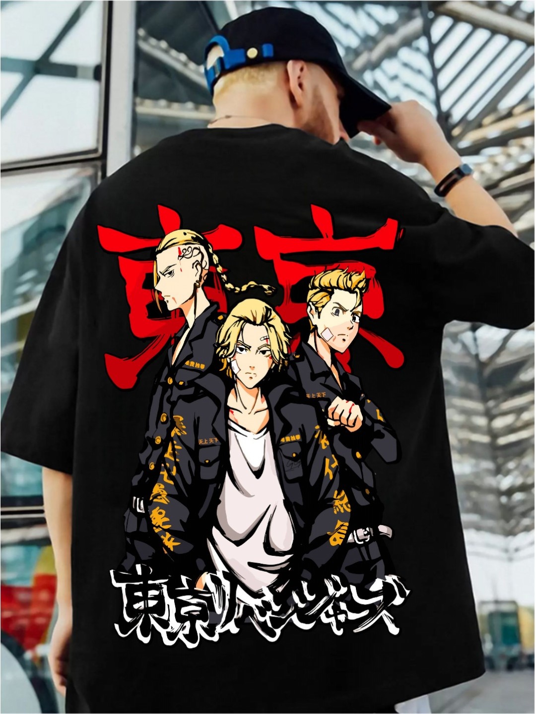 

ZEN1 FASHION Men Abzorb Graphic Printed Round Neck Cotton Oversized T-shirt, Black