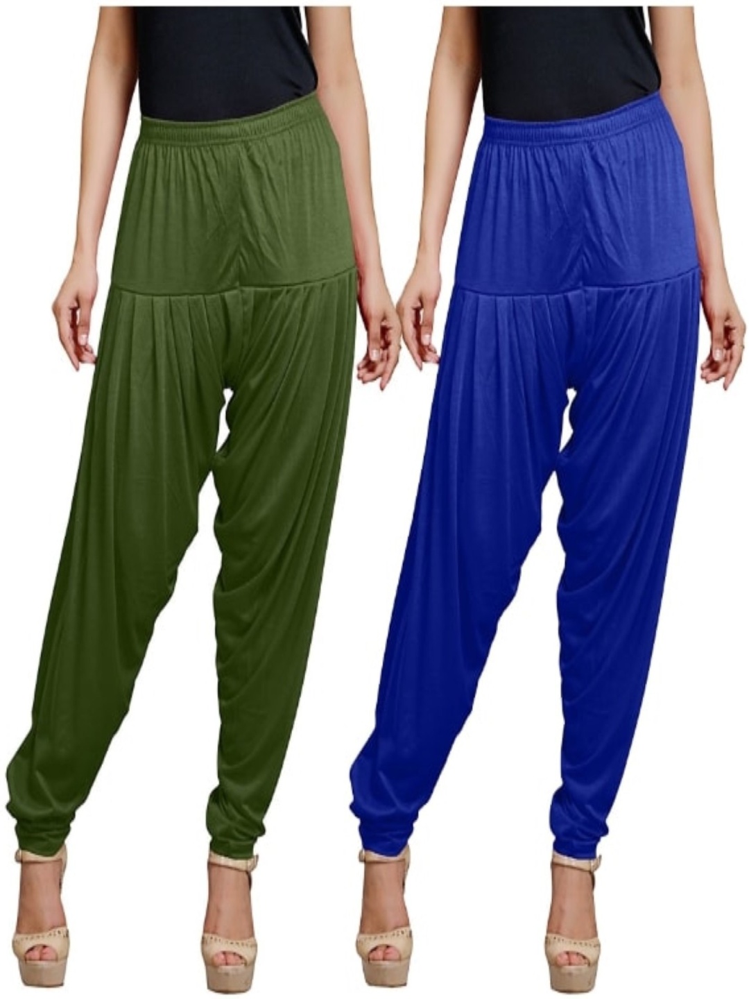 

AFRA GARMENTS Women Pack of 2 Mid-Rise Loose-Fit Patiala, Green