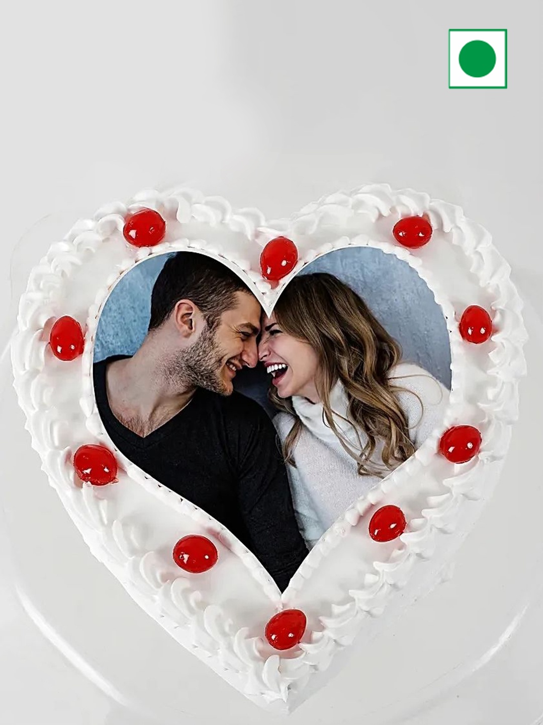 

fnp Pineapple Photo Eggless Heart Shaped Cake-1kg, White