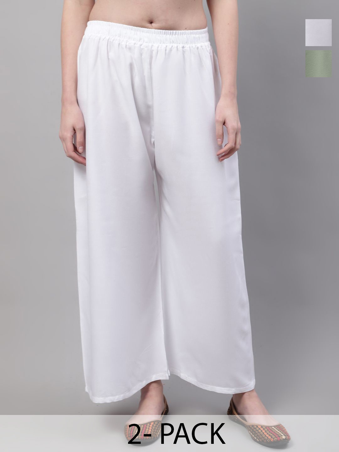 

Valles365 by S.C.Women Pack Of 2 Flared Ethnic Palazzos, White