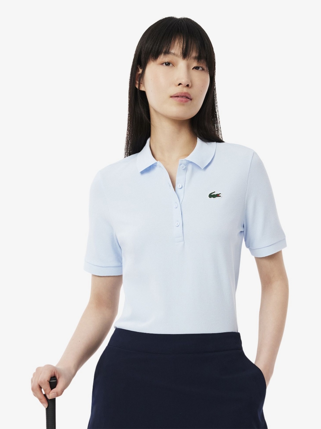 

Lacoste Women Solid Polo Collar Slim Fit T-shirt, Blue