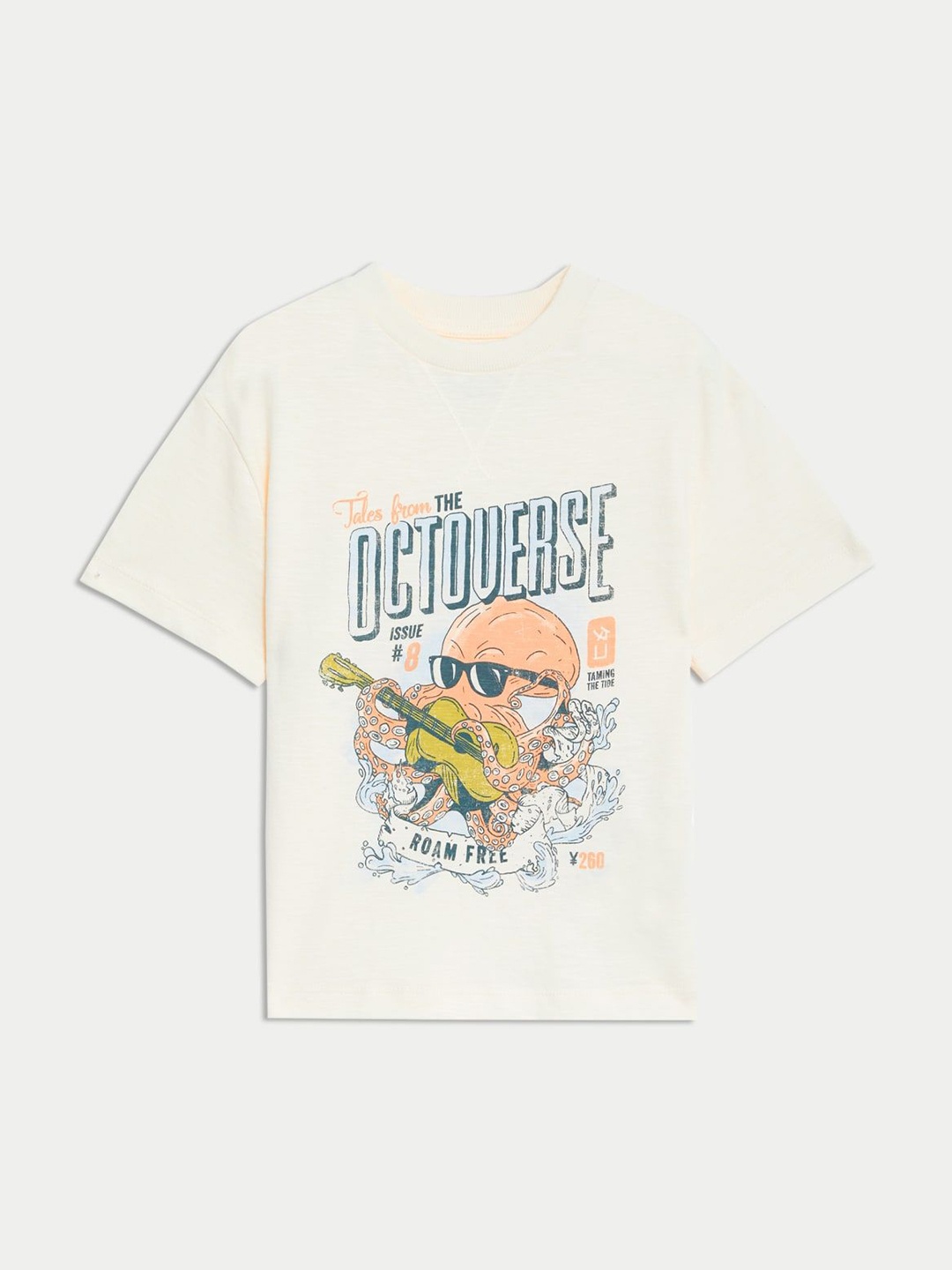

Marks & Spencer Boys Graphic Printed Round Neck Cotton T-shirt, Beige