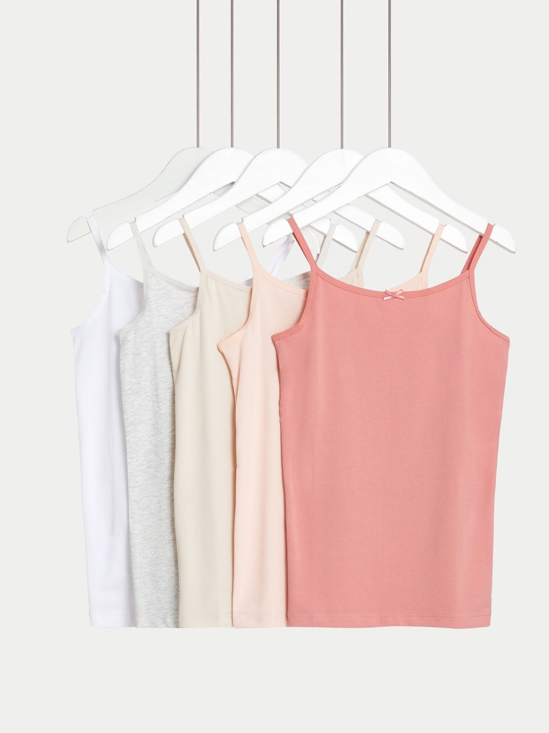

Marks & Spencer Girls Pack Of 5 Solid Shoulder Straps Tops, Red