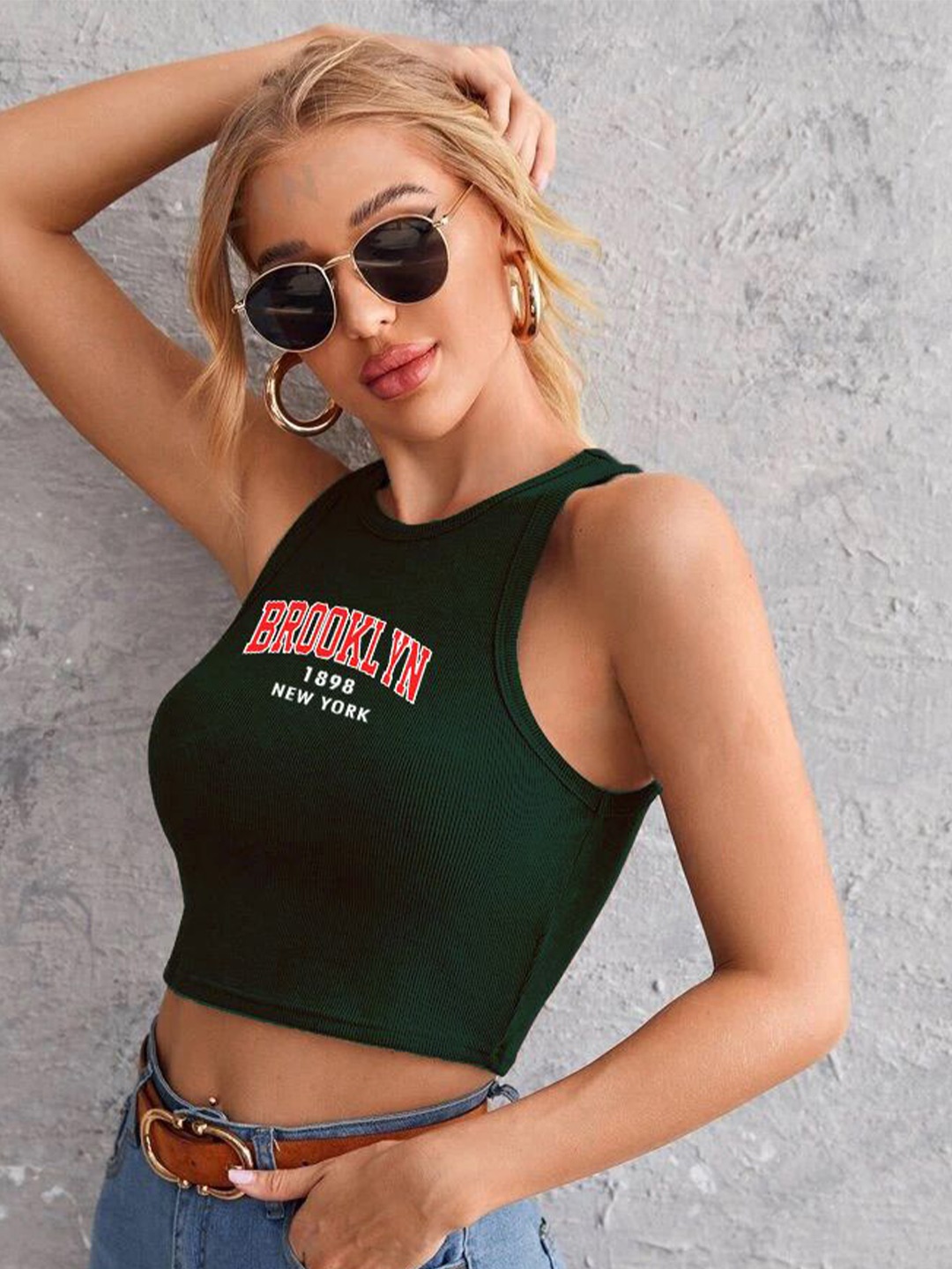 

TABADTOD Print Crop Top, Green