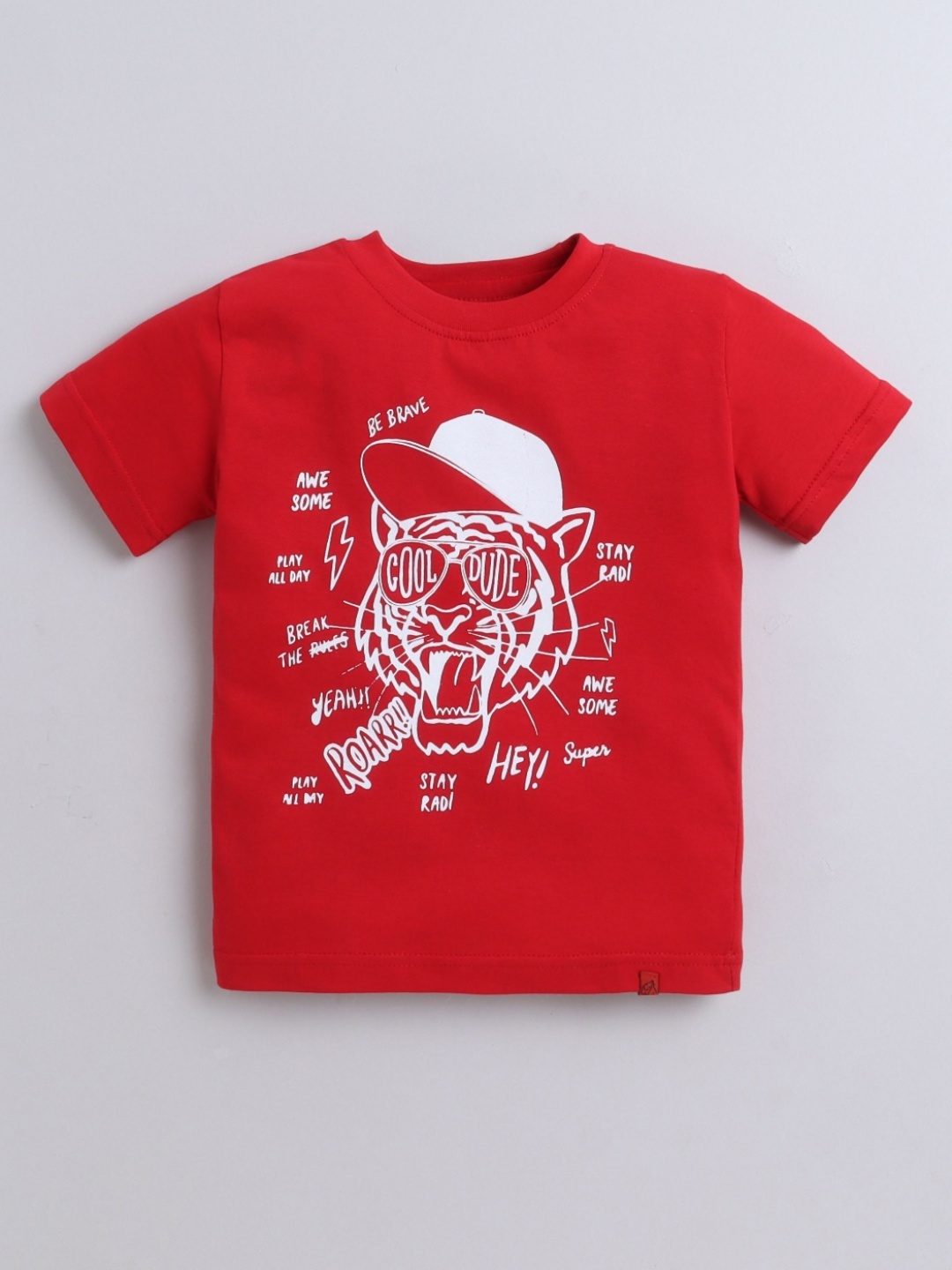 

Tiny Toonzzz Boys Graphic Printed Round Neck Cotton T-shirt, Red