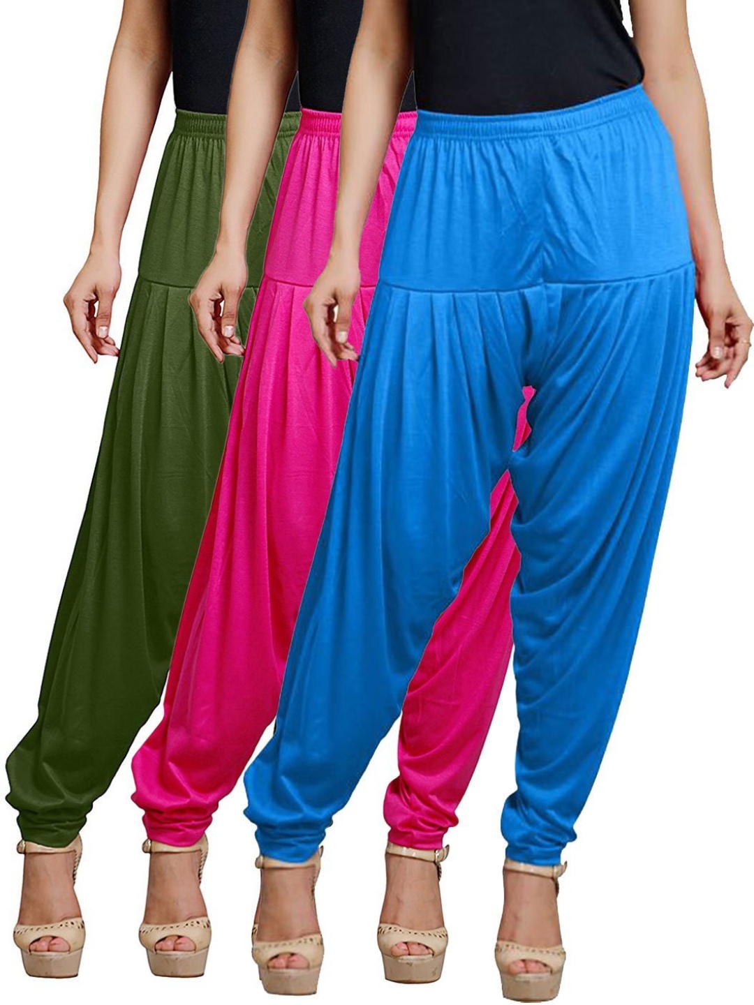 

AFRA GARMENTS Women Pack Of 3 Solid Loose-Fit Patiala, Blue