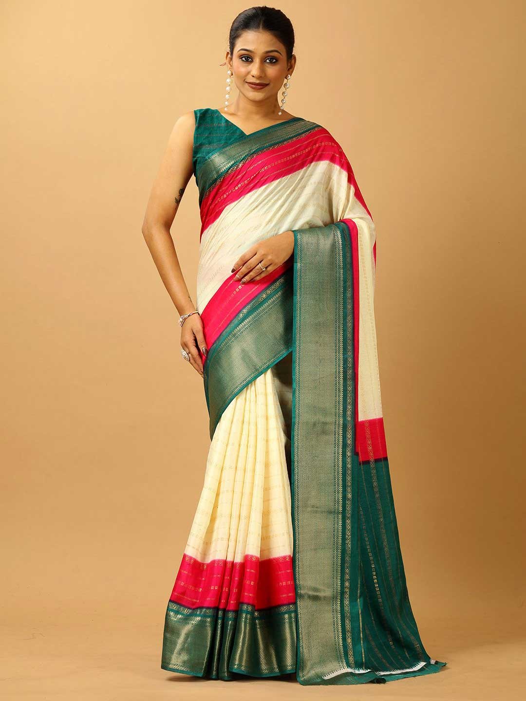 

NIRMAL CREATION Woven Design Zari Saree, Blue