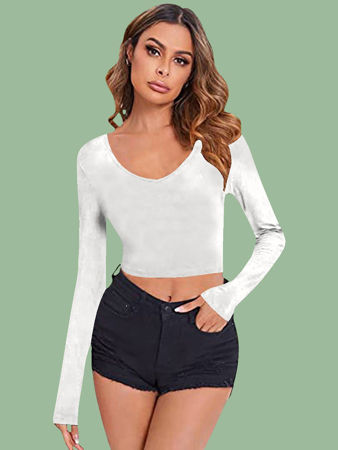 

Dream Beauty Fashion Solid Scoop Neck Crop Top, White