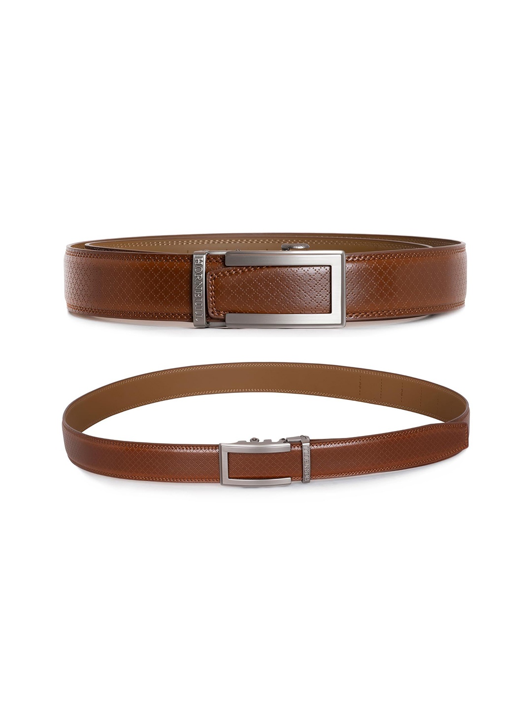 

Hornbull Men Printed Leather Formal Belt, Tan