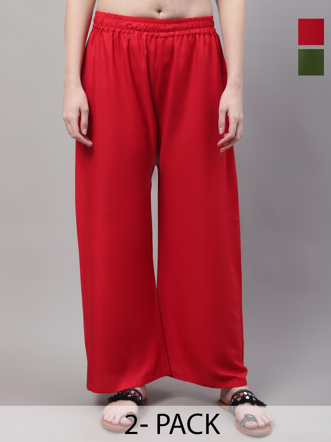 

Valles365 by S.C. Women Pack Of 2 Flared Palazzos, Red
