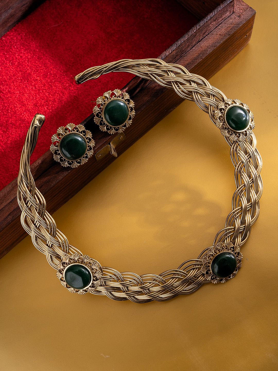 

PANASH Gold-Plated Stones-Studded Jewellery Set