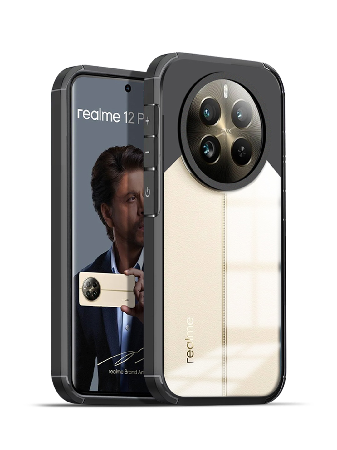 

Karwan Realme 12 Plus 5G Shockproof Bumper Back Case, Black