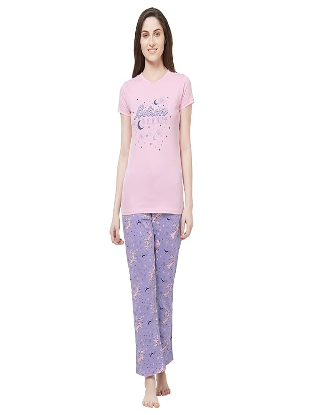 

evolove Women Printed Night suit, Violet