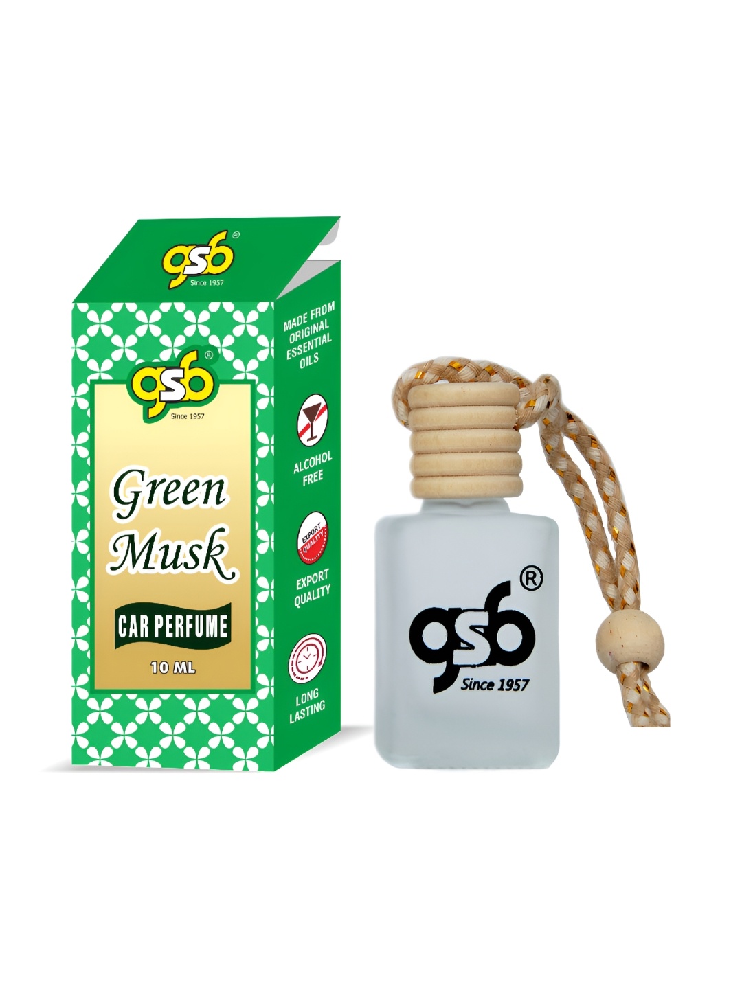 

GSB Green Musk Hanging Car Air Freshener - 10 ml, White