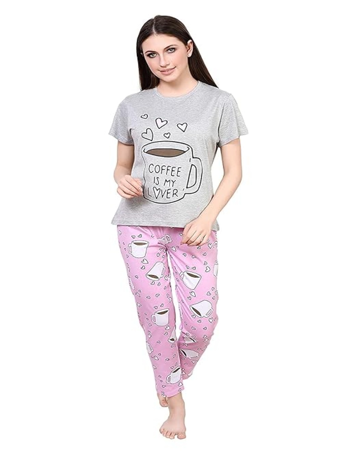 

evolove Women Printed Night suit, Pink