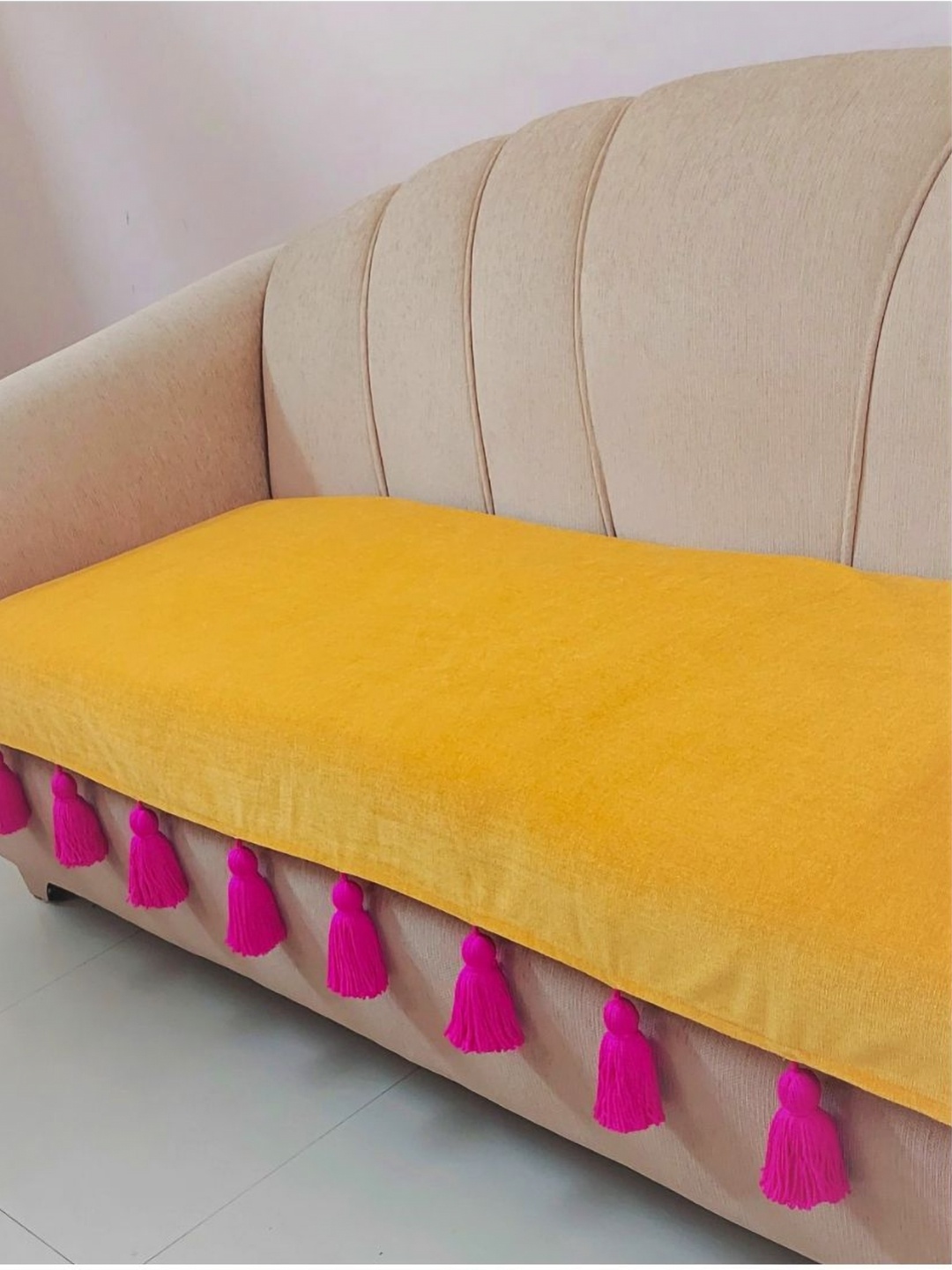 

THROWPILLOW Yellow & Pink 3 Seater Sofa Cover