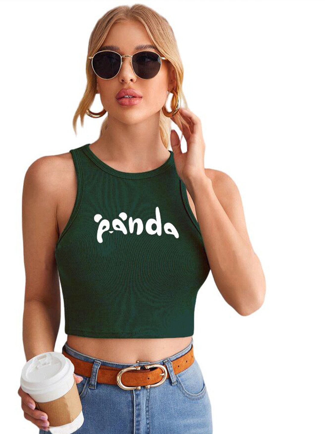 

TABADTOD Print Crop Top, Green