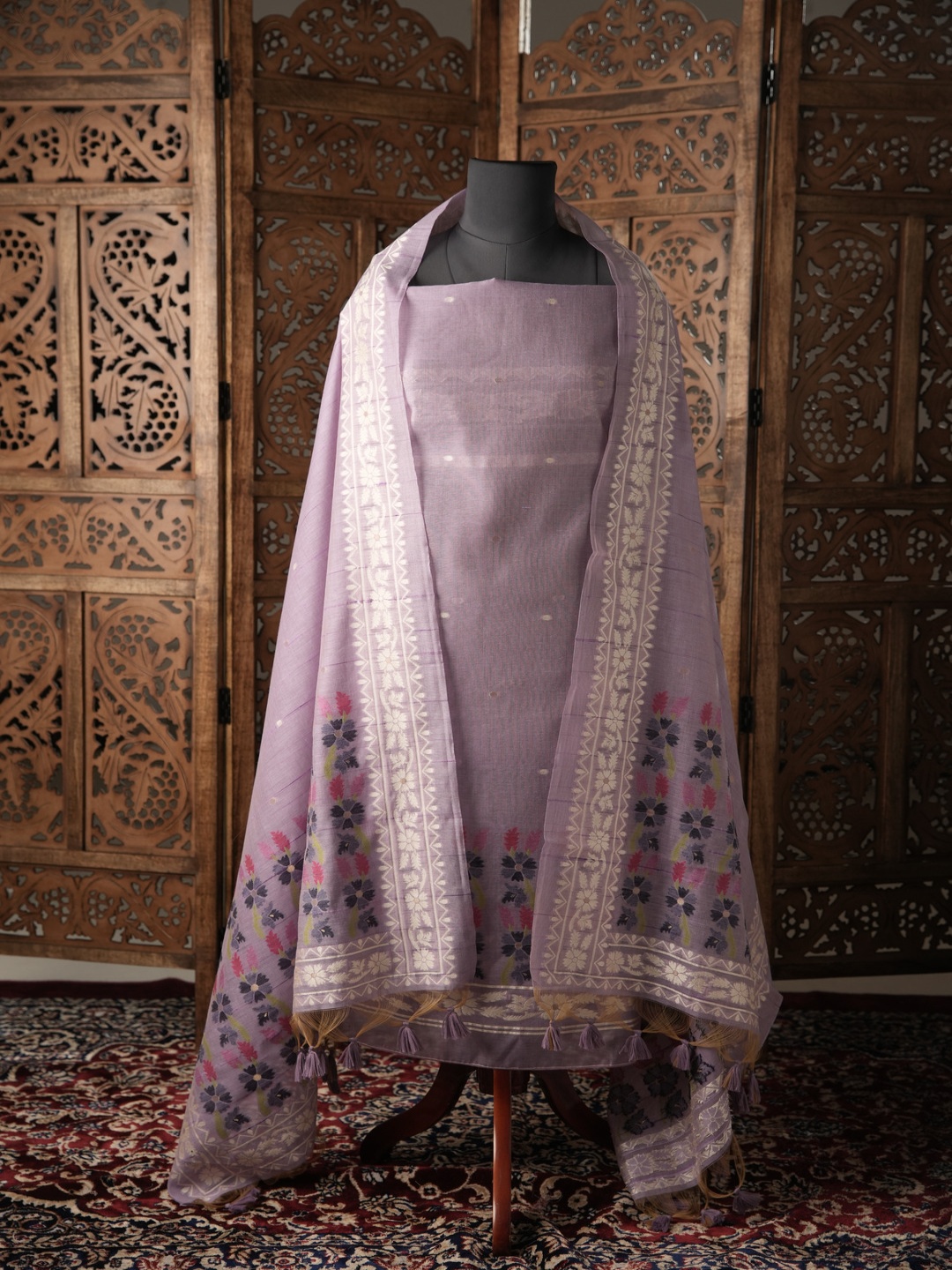 

GAJARAI Woven Design Unstitched Dress Material, Lavender